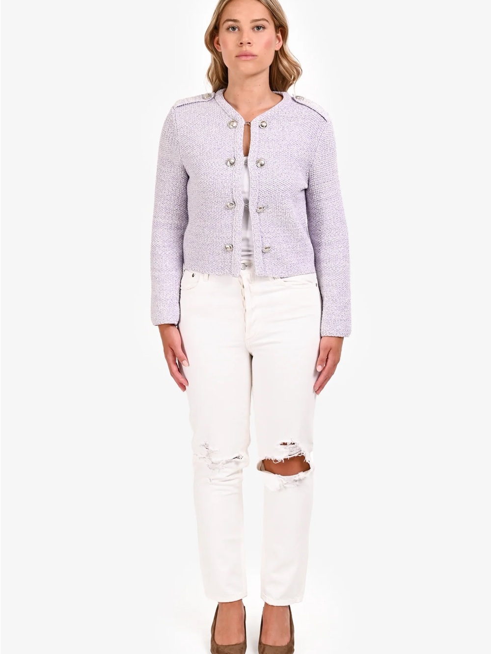 Agolde Fen White High-rise Relaxed Distressed Boyfriend Jeans Size 26 BNWT